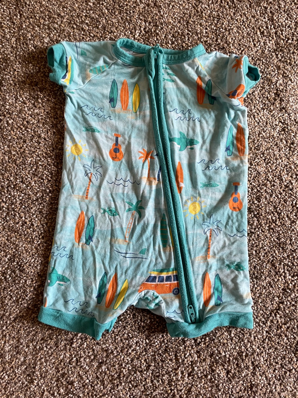 Little Sleepies Teal Surf & Ukulele Print One-Piece Bodysuit